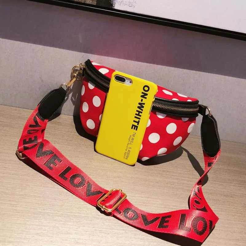 Wave Point Waist Bag Waterproof Antitheft Women Walking Shopping