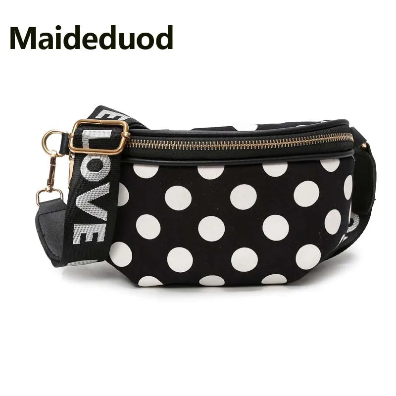 Wave Point Waist Bag Waterproof Antitheft Women Walking Shopping