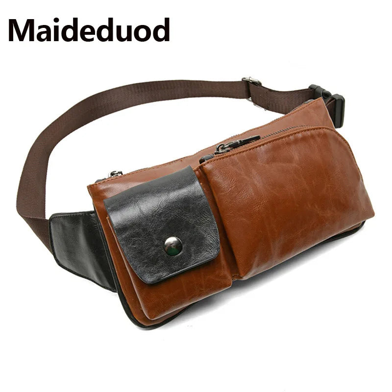 Men Waist Bag Casual Chain Bananka Bags Zipper Chest Fanny Pack