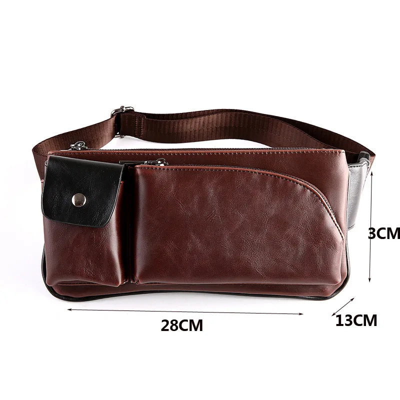 Men Waist Bag Casual Chain Bananka Bags Zipper Chest Fanny Pack