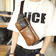Men Waist Bag Casual Chain Bananka Bags Zipper Chest Fanny Pack