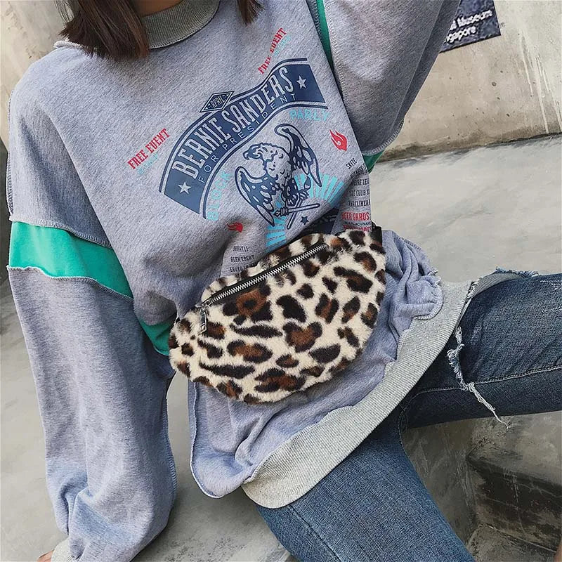 Leopard Fanny Pack Women Travel Waist Belt Bag Small Phone Pouch