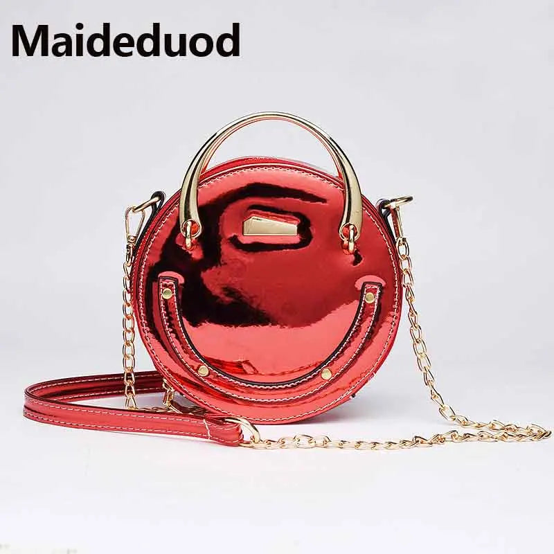 New Hot Women PU Leather Circular Shoulder Handbag Round Hard Messenger Bags