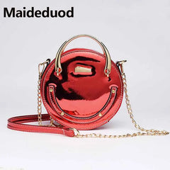 New Hot Women PU Leather Circular Shoulder Handbag Round Hard Messenger Bags