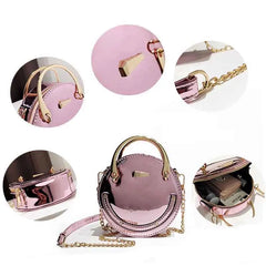 New Hot Women PU Leather Circular Shoulder Handbag Round Hard Messenger Bags