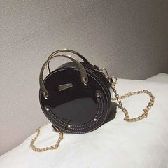 New Hot Women PU Leather Circular Shoulder Handbag Round Hard Messenger Bags