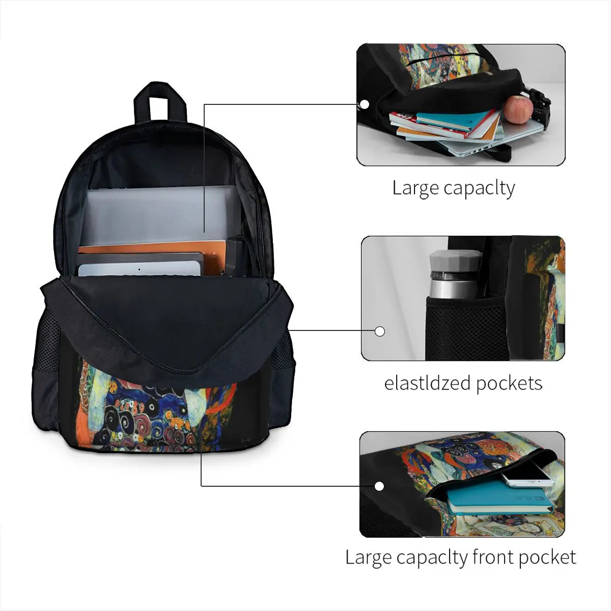 Vintage Gustav Klimt Oil Paintings Backpacks for Men and Women