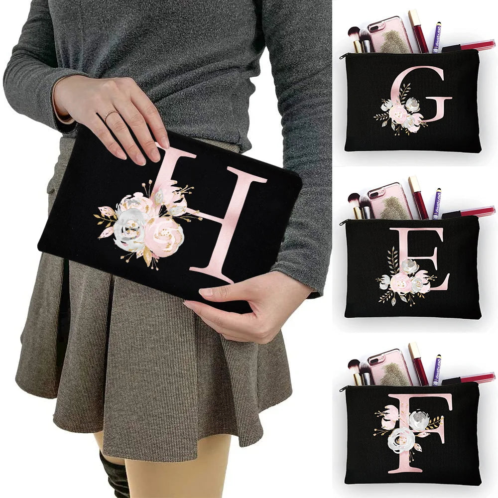 Girly Pink Letters Cosmetic Bag All-match Travel Organizer