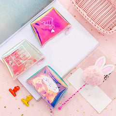 Makeup Bag Smooth Surface Letter Cosmetic Bag Purse Women Handbag