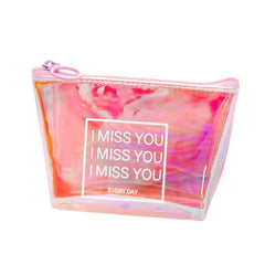 Makeup Bag Smooth Surface Letter Cosmetic Bag Purse Women Handbag