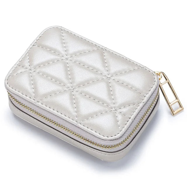 Small Makeup Bag Organizer with Mirror Lipstick Pocket Coin Purse Wallet