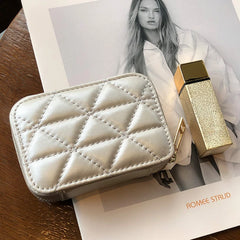 Small Makeup Bag Organizer with Mirror Lipstick Pocket Coin Purse Wallet