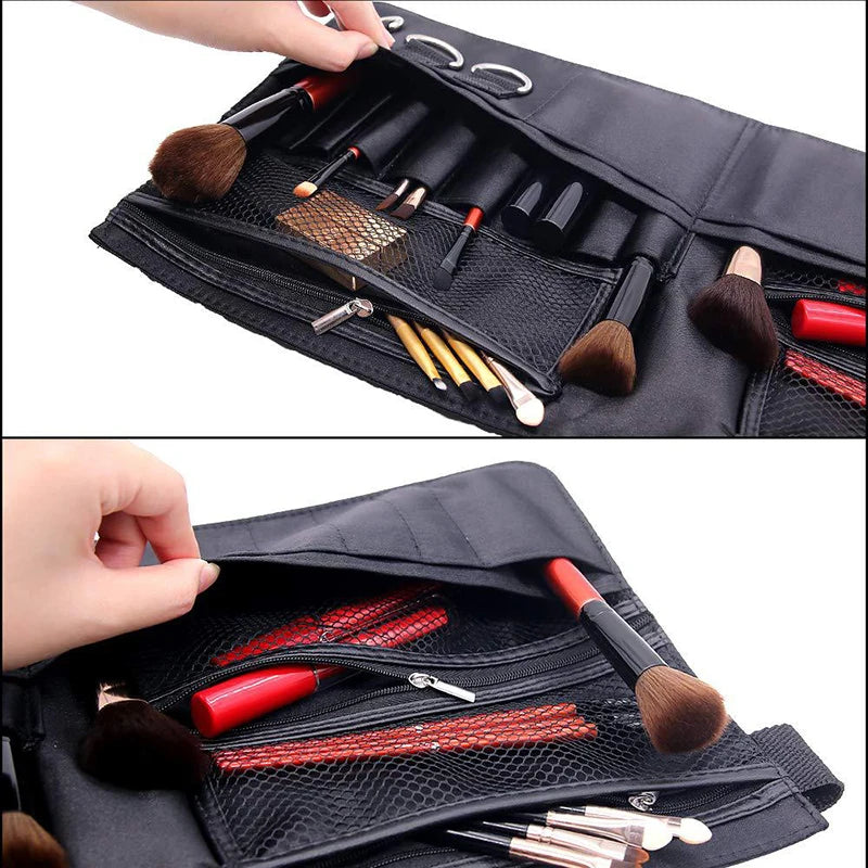 Makeup Brush Belt Waist Bag Large Capacity Leather Case