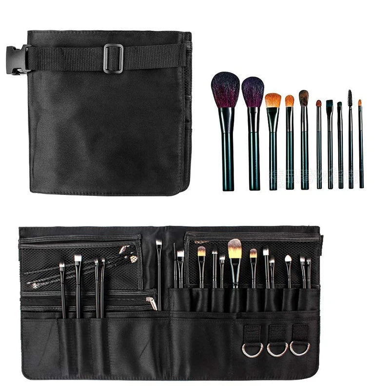 Makeup Brush Belt Waist Bag Large Capacity Leather Case