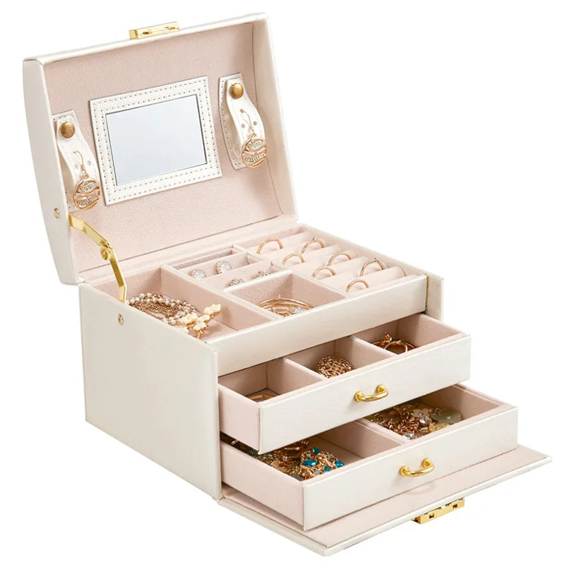 Makeup Case PU Leather Cosmetic Box Portable Jewelry Storage Box