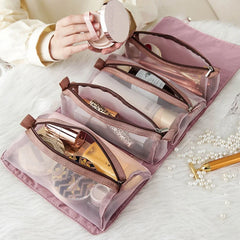 Portable Makeup Organizer Travel Bag Set with 4 Removable Compartments