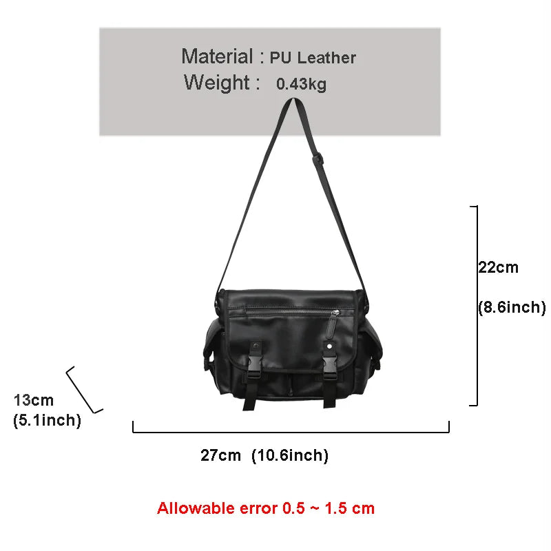 PU Leather Handbag College Student Shoulder Bag Men's Youth Business Messenger B