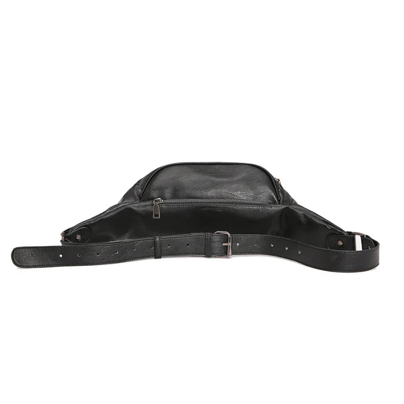 Men's Leather Hip Bag High Capacity Waist Chest Pack Pouch
