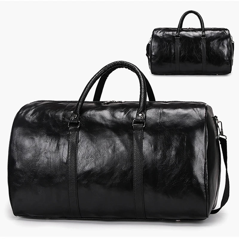 Men Leather Travel Bag Large Duffle Shoulder Bag
