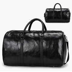 Men's Leather Travel Bag Duffle Shoulder Bag Shoes Storage Large Handbag