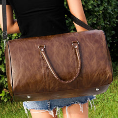 Men's Large Duffle PU Leather Travel Bag