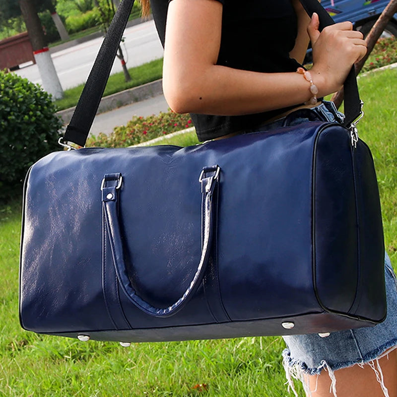 Men's Large Duffle PU Leather Travel Bag