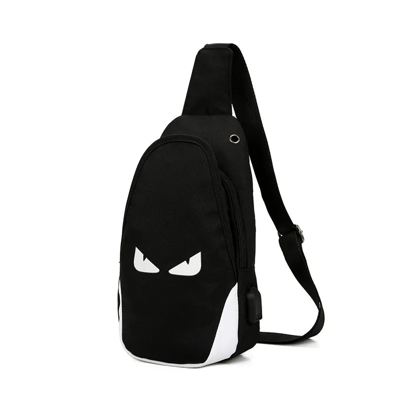 Luminous One Shoulder Bag USB Crossbody Strap Anti Theft Chest Bag