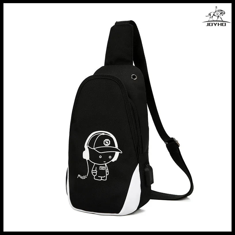 Luminous One Shoulder Bag USB Crossbody Strap Anti Theft Chest Bag