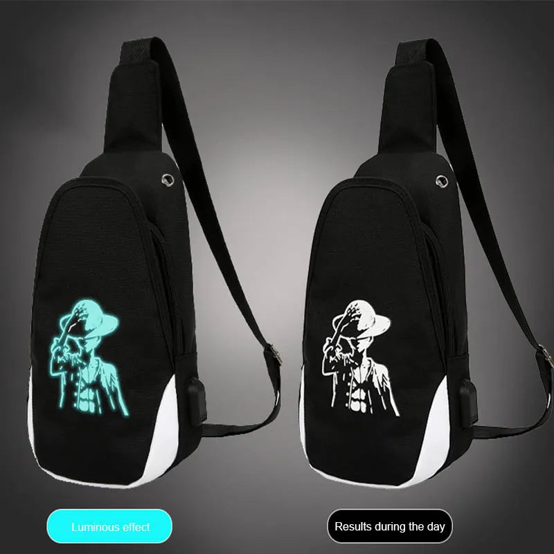 Luminous One Shoulder Bag USB Crossbody Strap Anti Theft Chest Bag