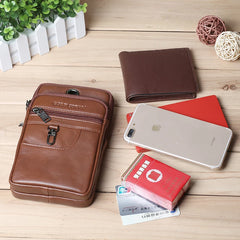 Men's Leather Phone Pouch Shoulder Bag Casual Waist Travel Crossbody