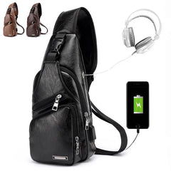 Men's Shoulder Bag USB Charging Crossbody Anti Theft Chest Waist Pack