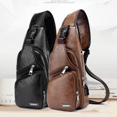 Men's Shoulder Bag USB Charging Crossbody Anti Theft Chest Waist Pack