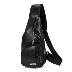 Men's Crossbody Chest Bag USB Charging Anti-Theft Vintage Travel Pack