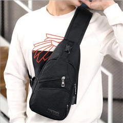 Men's Shoulder Bag USB Charging Crossbody Anti Theft Chest Bag School Travel