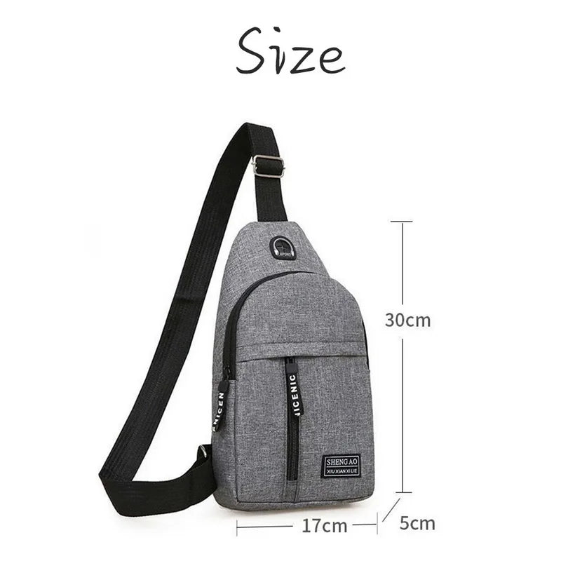 Men's Shoulder Bags USB Charging Crossbody Bags Anti Theft Chest Bag