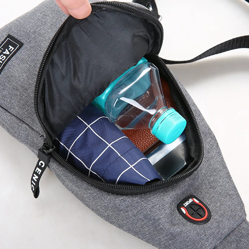 Men's Shoulder Bags USB Charging Crossbody Bags Anti Theft Chest Bag