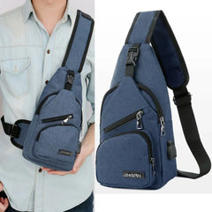 Men Shoulder Bags USB Charging Crossbody Bags Anti Theft Chest Bag