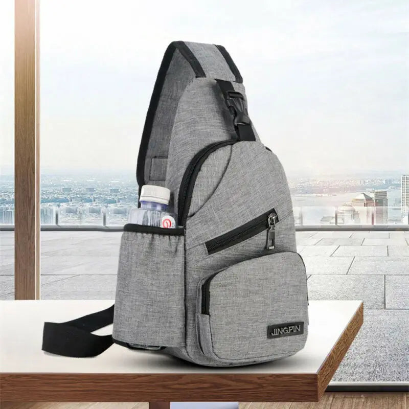 Men Shoulder Bags USB Charging Crossbody Bags Anti Theft Chest Bag