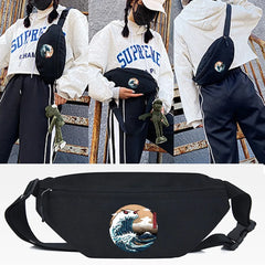 Men Women Waist Bags Angry Waves Printing Chest Pack Crossbody Bag