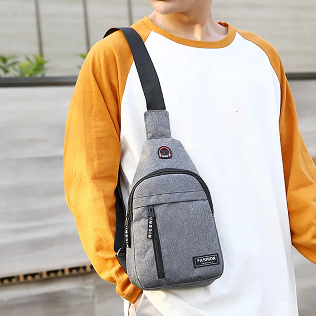 Men's Women's Canvas Waist Pack Crossbody Bag Outdoor Sport Shoulder Chest Sling