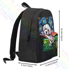 Maltipoo Starry Night Maltese Poodle Dog Art Large Backpack Print Bag