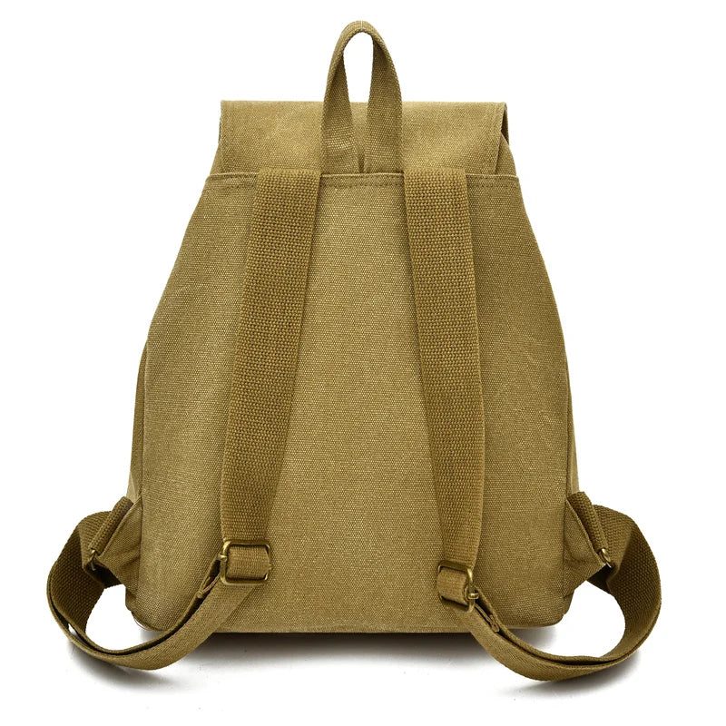 Vintage Canvas Backpack for Teenage Girls Retro College Student Male School Bags