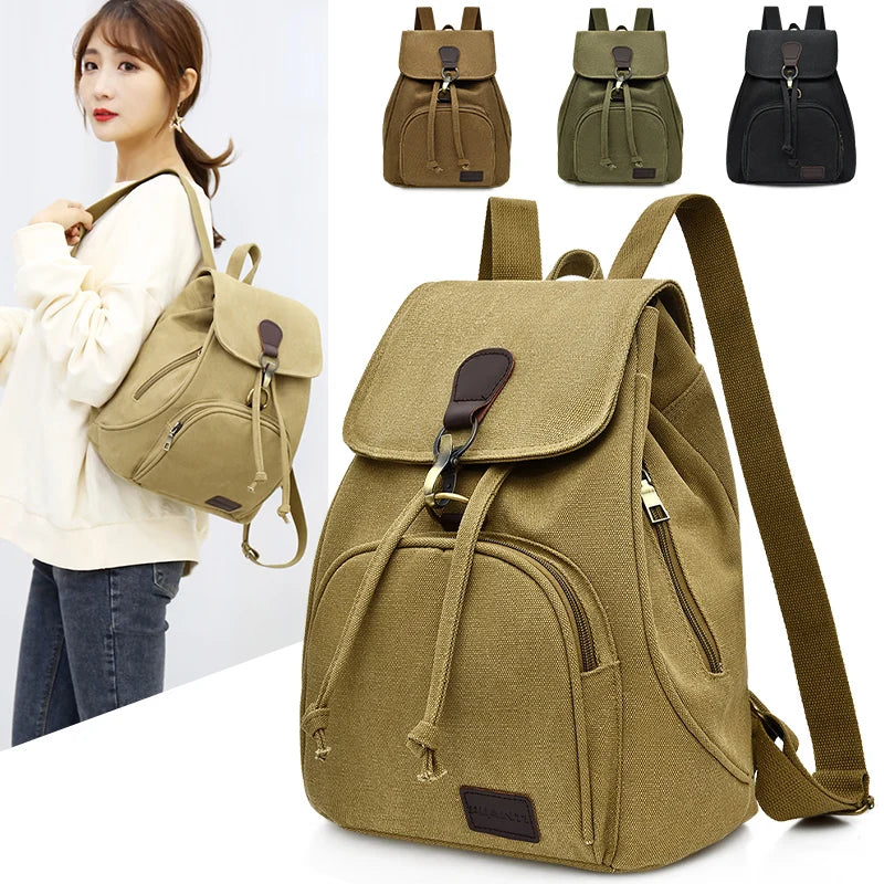 Vintage Canvas Backpack for Teenage Girls Retro College Student Male School Bags