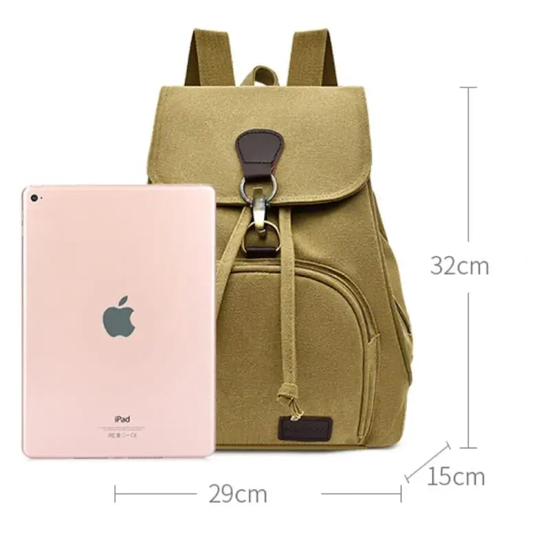Vintage Canvas Backpack for Teenage Girls Retro College Student Male School Bags