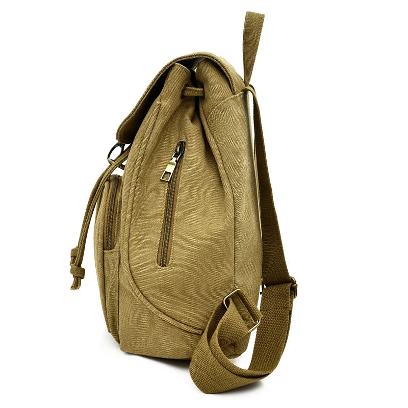 Vintage Canvas Backpack for Teenage Girls Retro College Student Male School Bags