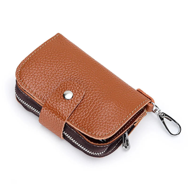 Leather Key Wallet Keychain Men Women Key Holder Organizer Pouch