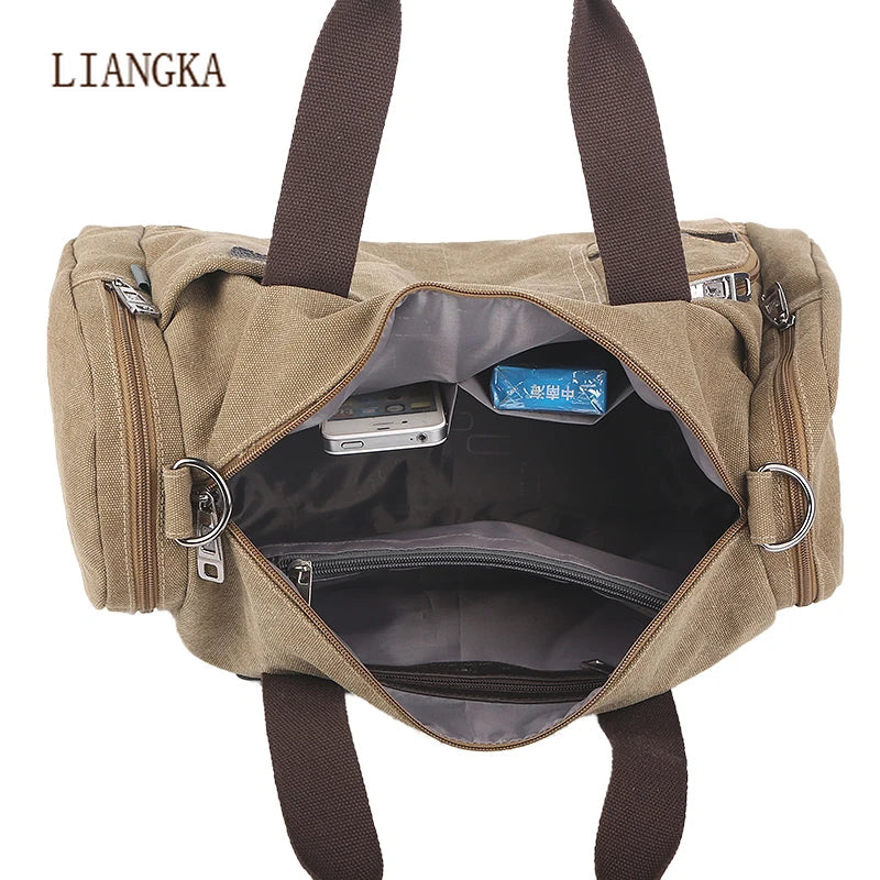 Large Capacity Canvas Messenger Duffle Tote Travel Shoulder Bag
