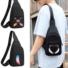 Feather Print Waist Bag Fanny Pack Crossbody Bag