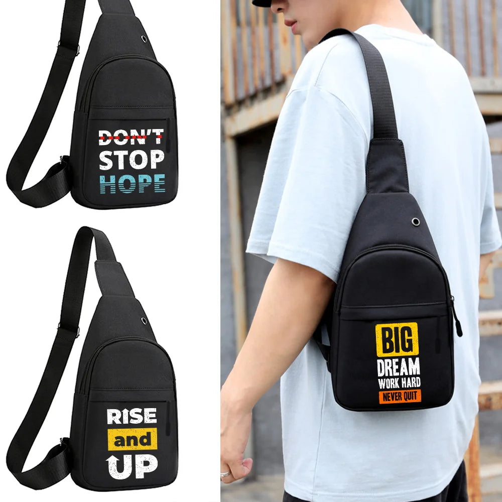 Phrase Pattern Man Waist Bag Fanny Pack Chest Pack Outdoor Sports Crossbody Bag