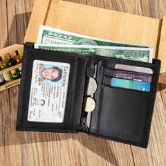 Men's Long Cow Leather Wallet Gift Card Holder